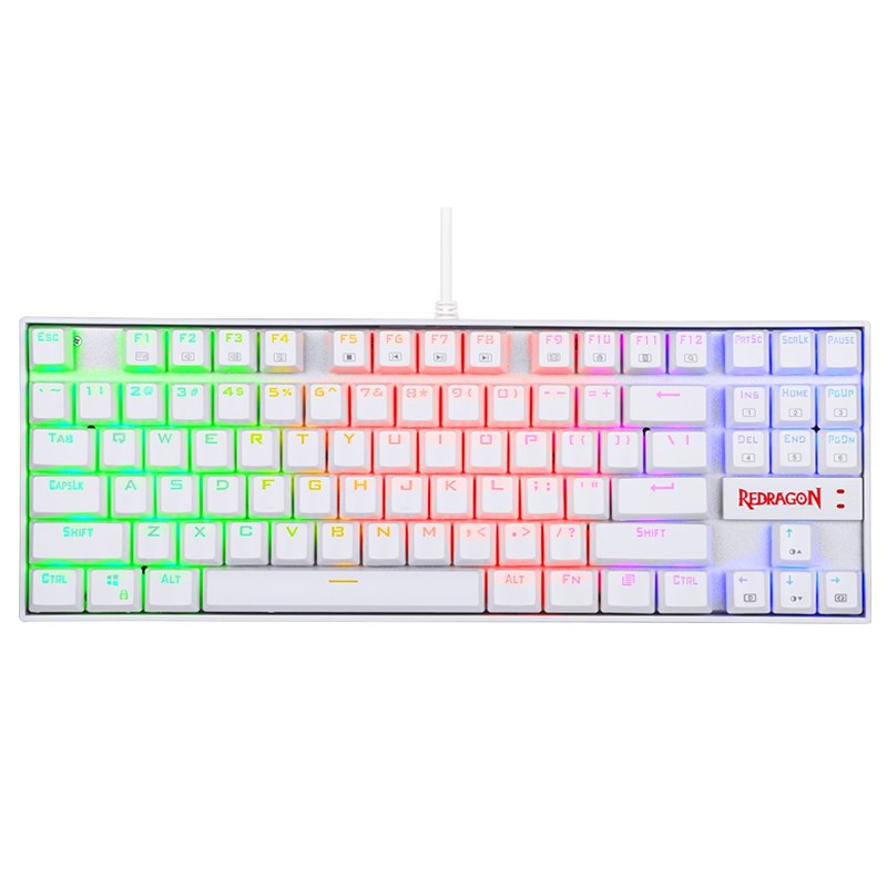 Redragon K552W RGB Wired Mechanical Gaming Compact Keyboard (Blue Switches) - White