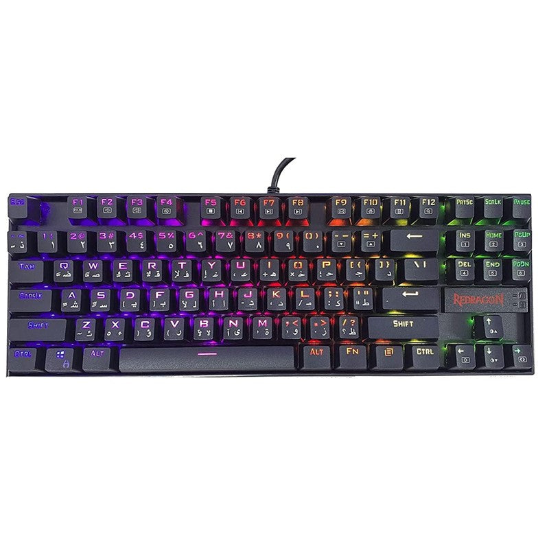 لوحة مفاتيح الألعاب الميكانيكية ريدراجون كومارا K552-RGB  العربية والإنجليزية بدون مفتاح مع مفاتيح زرقاء تعمل باللمس - أسود