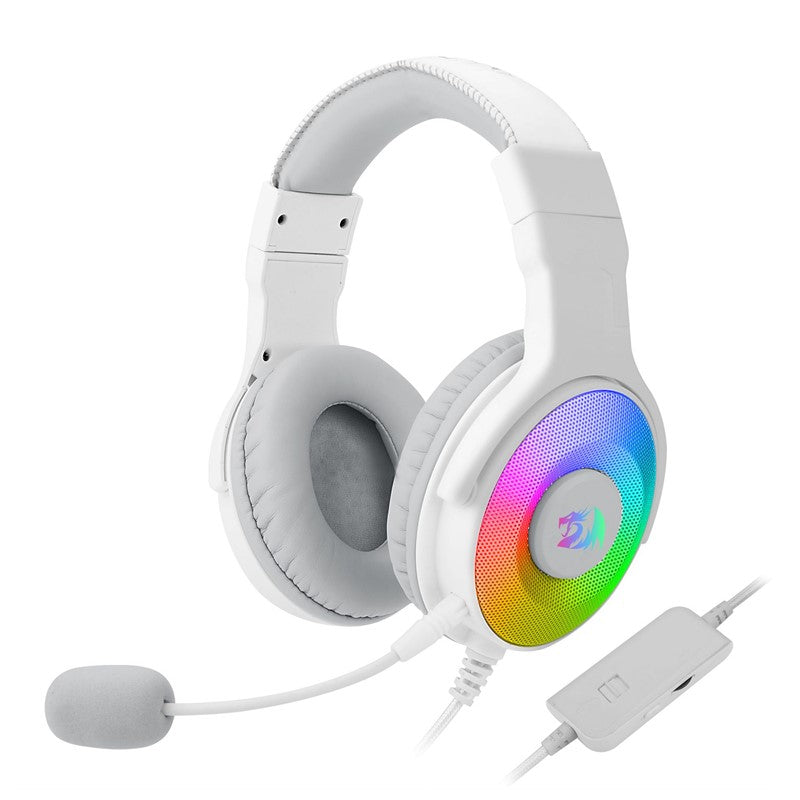 Redragon Pandora White, Virtual 7.1 RGB Gaming Headset with Adapter - White