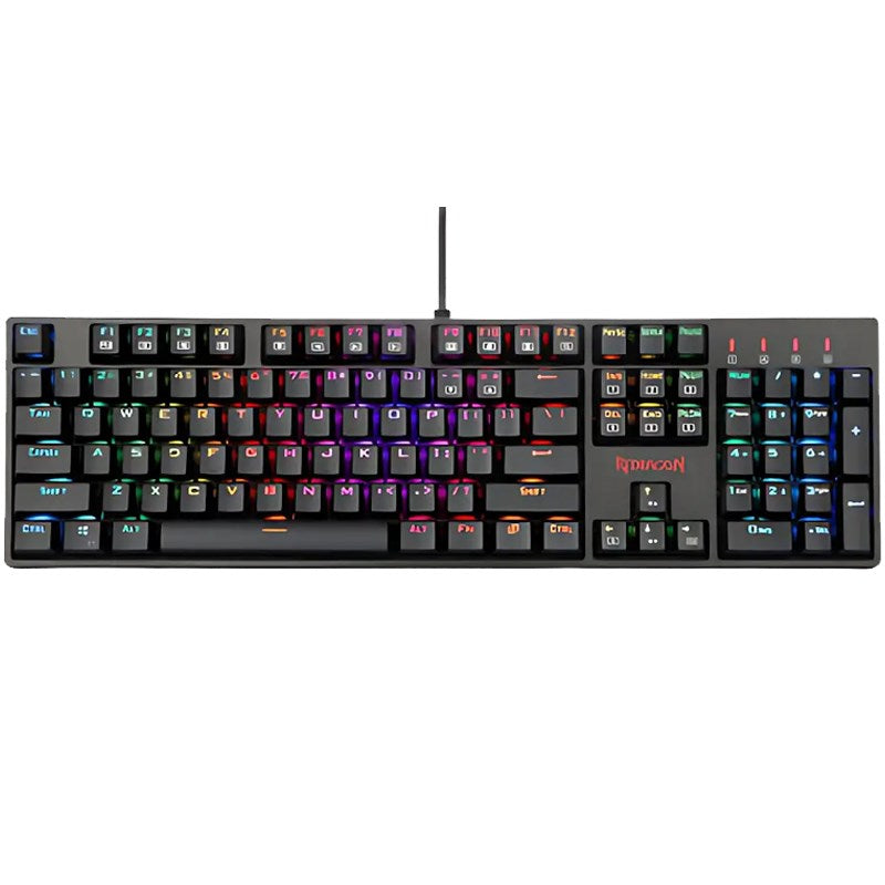 ريدراجون لوحة مفاتيح العاب K582 ميكانيكية مع 104 مفاتيح - باللون الأحمر RGB – أسود