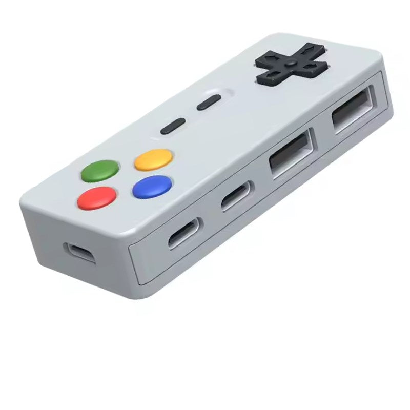 Retro Game Console Inspired USB Hub, Adapter With USB-C & USB-A Ports - Grey