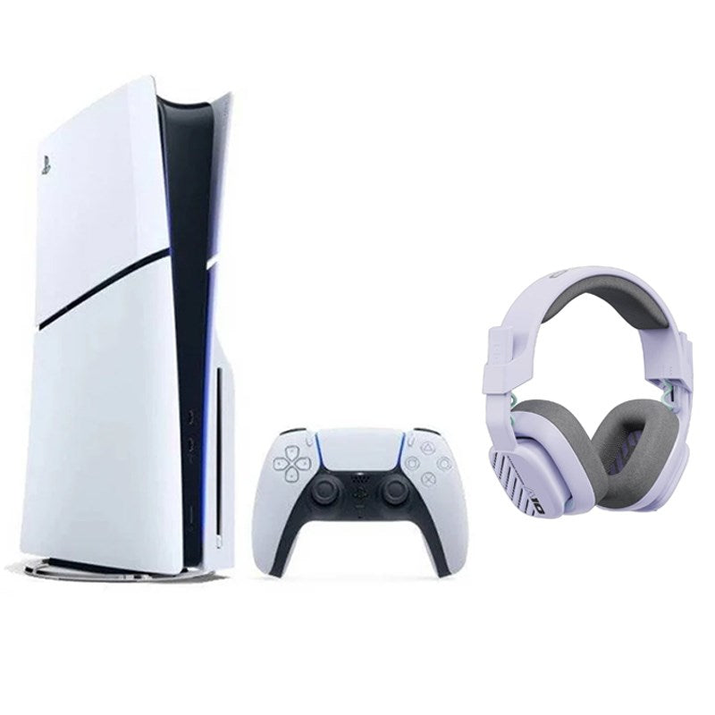 Sony PlayStation 5 (PS5) Slim - Disc Console + ASTRO A10 PC Asteroid Lilac Gaming Headset
