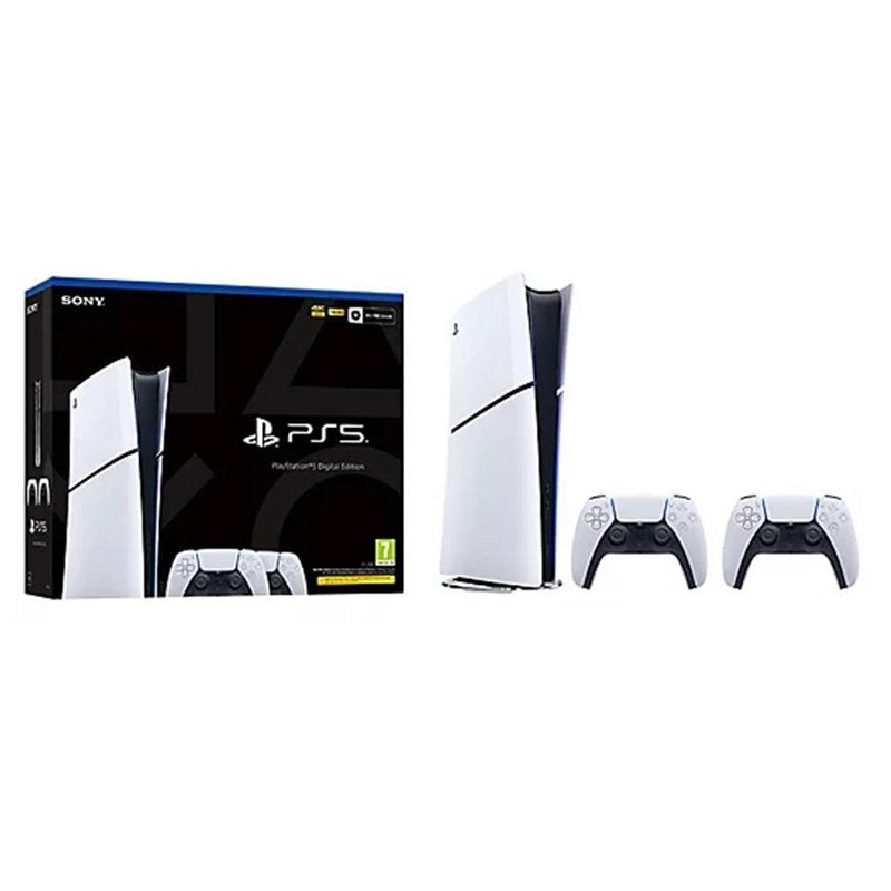 Sony PlayStation 5 Slim Digital Console - Two DualSense Wireless Controllers Bundle - White