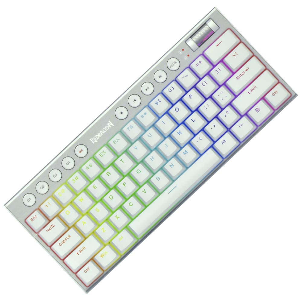Redragon K632 PRO Noctis 60% RGB Wireless Mechanical, Bluetooth/2.4Ghz/Wired Tri-Mode Ultra-Thin Low Profile Gaming Keyboard - White