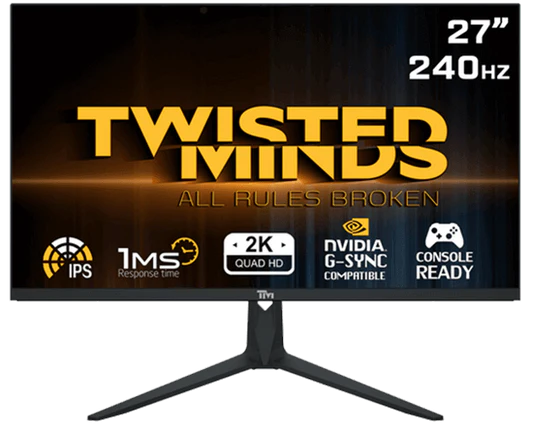 Twisted Minds 27 بوصة QHD IPS ، 240 هرتز ، 0.8 مللي ثانية ، شاشة ألعاب HDMI 2.1 RGB - أسود