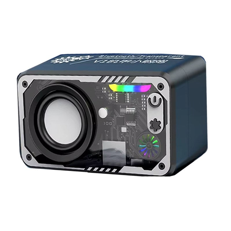 Transparent Portable Bluetooth Speaker With 3D Surround Sound, LED Light Effects, TF Card Support - Black