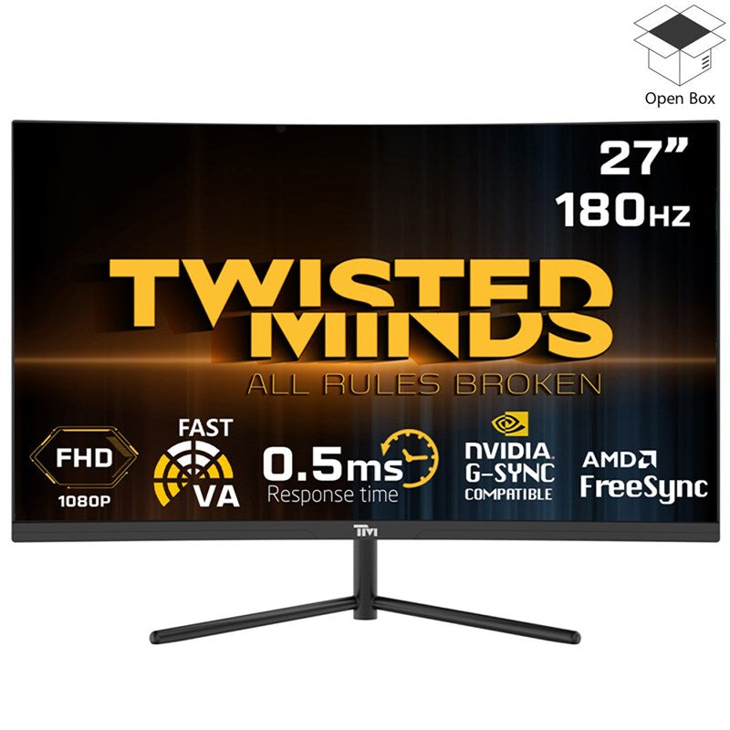 Twisted Minds 27'‘ Curve, FHD 180Hz, VA, 0.5ms, HDMI2.0, HDR Gaming Monitor - Open Box