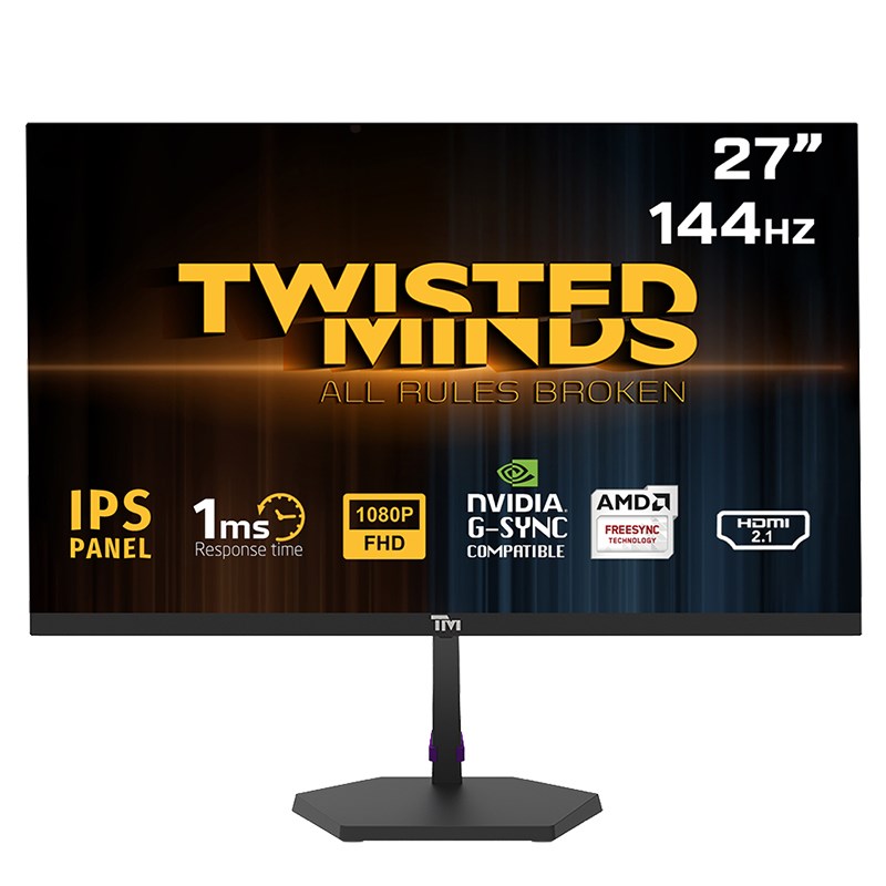 Twisted Minds TM27120FAE ECO Series 27" FHD, 120Hz, 1ms, HDMI 2.1 & DP 1.4, IPS Gaming Monitor - Black