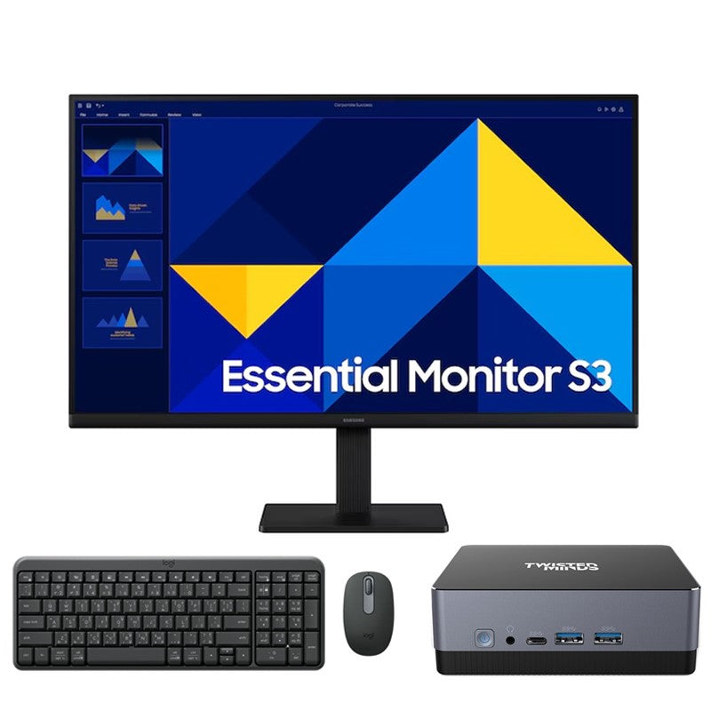Twisted Minds Mini PC, Intel i7-12650H, 32 GB RAM , 1 TB SSD, Windows 11 Pro + Samsung 27