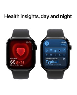 Apple Watch Series 10, 46mm, Jet Black Aluminium Case, Black Sport Band (GPS)