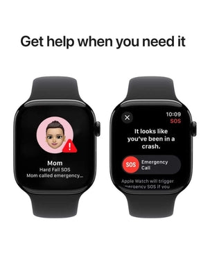Apple Watch Series 10, 46mm, Jet Black Aluminium Case, Black Sport Band (GPS)
