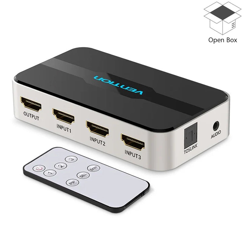 Vention - 3 In 1 Out HDMI Switcher With Audio Separation - Open Box