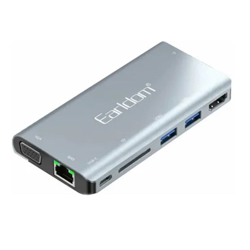 8 in 1 Type-C to USB3.0 + USB2.0 + SD + HDMI 4K + VGA Port Hub For Macbook and Laptops