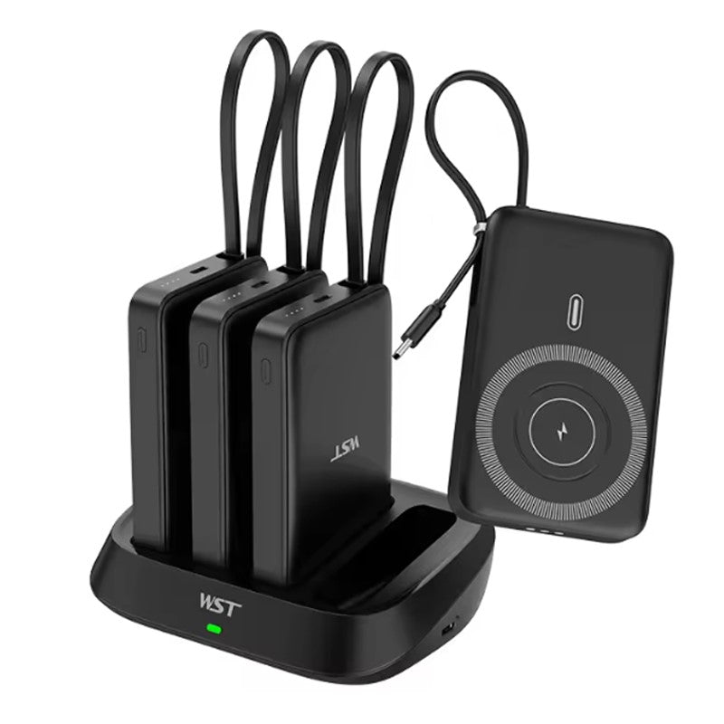 WST 4 in 1 Power Bank Docking Station (4 x 10000mAh) with Built-in Type C Cable