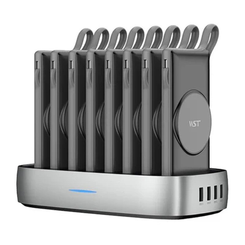 WST 8 in 1 Power Bank Docking Station (8 x 10000mAh) with Built-in Cable (Lightning/Type C)