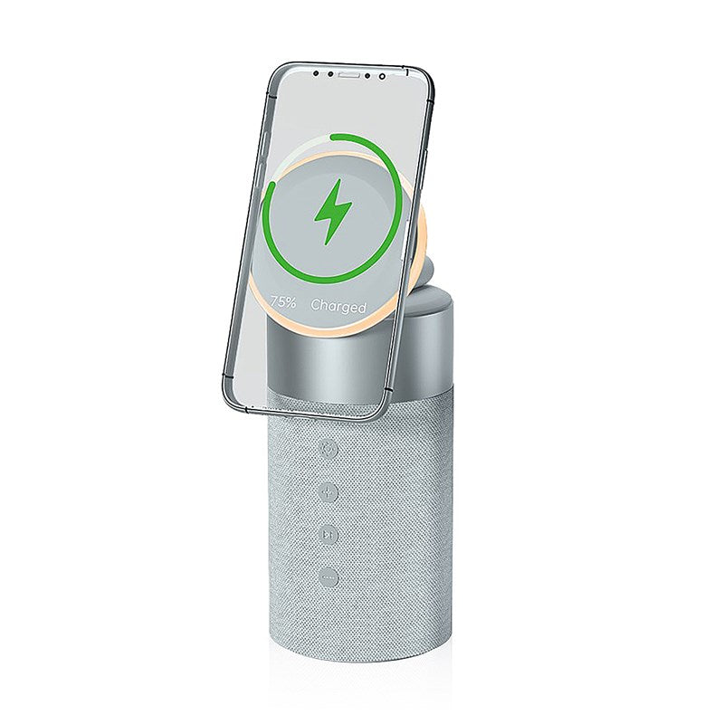 XO 3 in 1 MagSafe Wireless Charger with Built-in Bluetooth Speaker - Grey