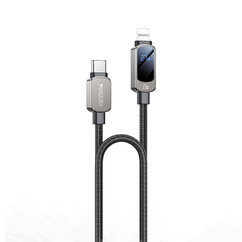 Yesido CA180, 27W, Type C to Lightning Cable with Digital Display - 1.2 M
