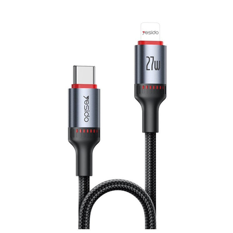 Yesido CA182 1.2 M 27 W Fast Charging Type-C To IP 48-Strand Braided Cable Power LED Light Data Cable