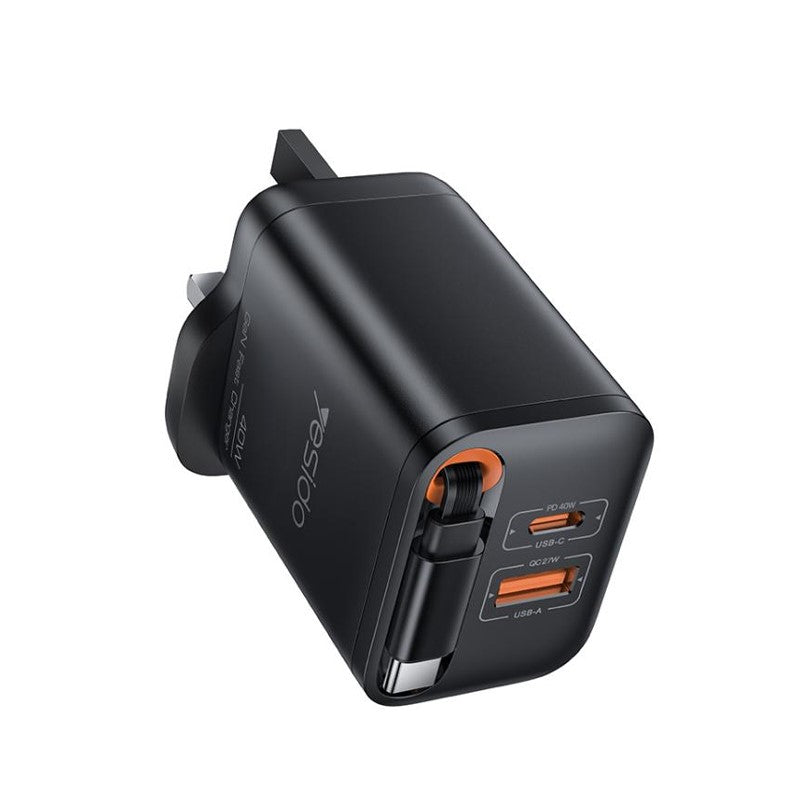 Yesido GaN 40W Charger , PD 40 & QC 27W Fast Charger