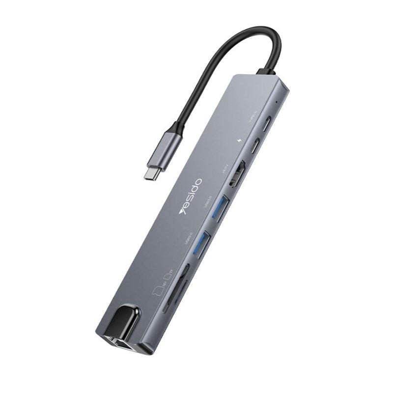 Yesido HB27, Aluminum Alloy PD100W Fast Charging 8 in 1 Multifunctional Hub