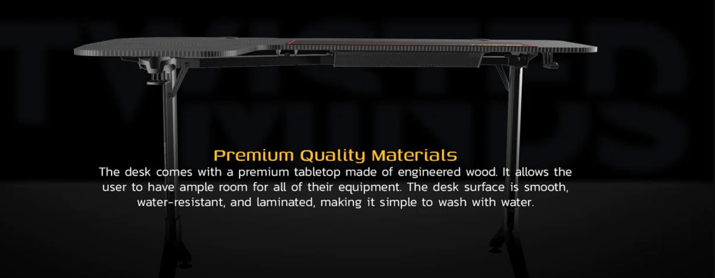 Twisted Minds Y Shaped Gaming Desk Carbon Fiber Texture (Dimension: 160 x 70 x 75 x 80 cm) - Left - Open Box