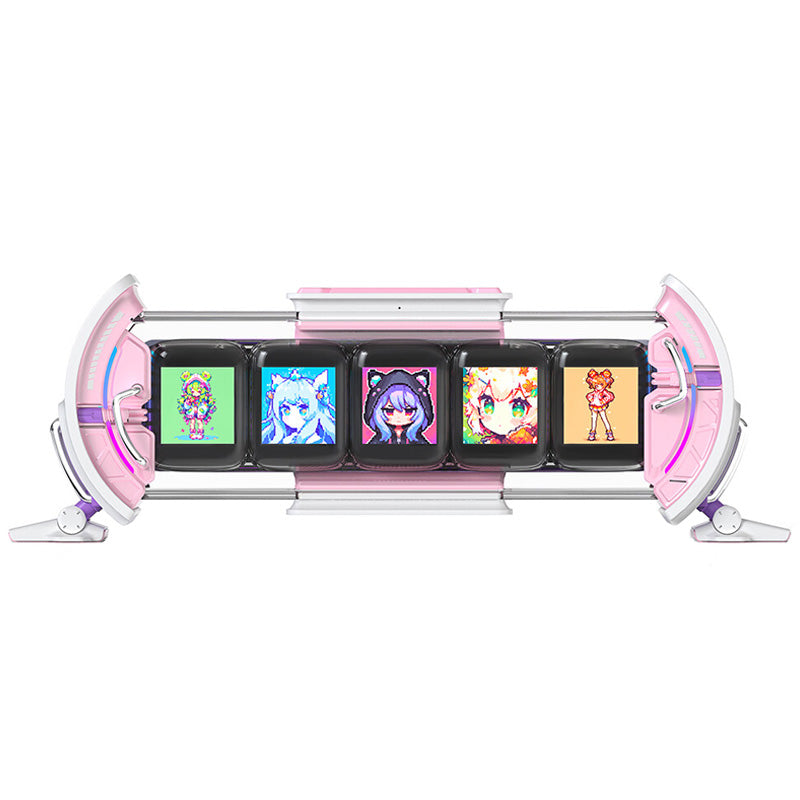 Divoom Times Gate Pixel Art Informative Cyberpunk Digital Clock Display - Pink