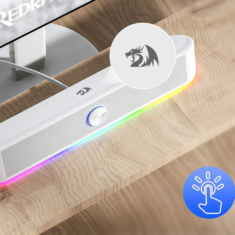 Redragon GS560W Adiemus RGB, 2.0 Channel, Wired Gaming Speaker - White