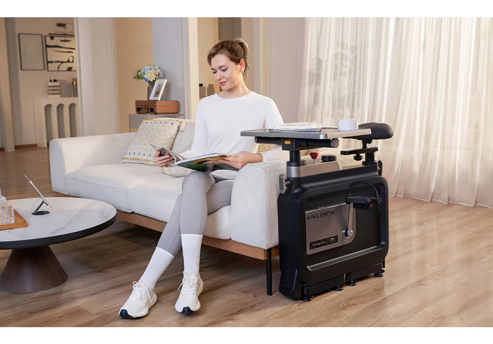 King Smith Foldable Workstation Exercise Bike with Adjustable Resistance, Desktop Stand - Black