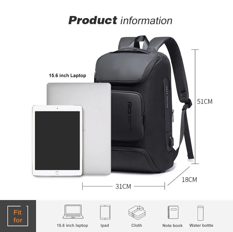 BANGE Fashion Large Capacity USB Charging Backpack Wear-resistant Oxford Casual Travel Bag for Male Female Mochila