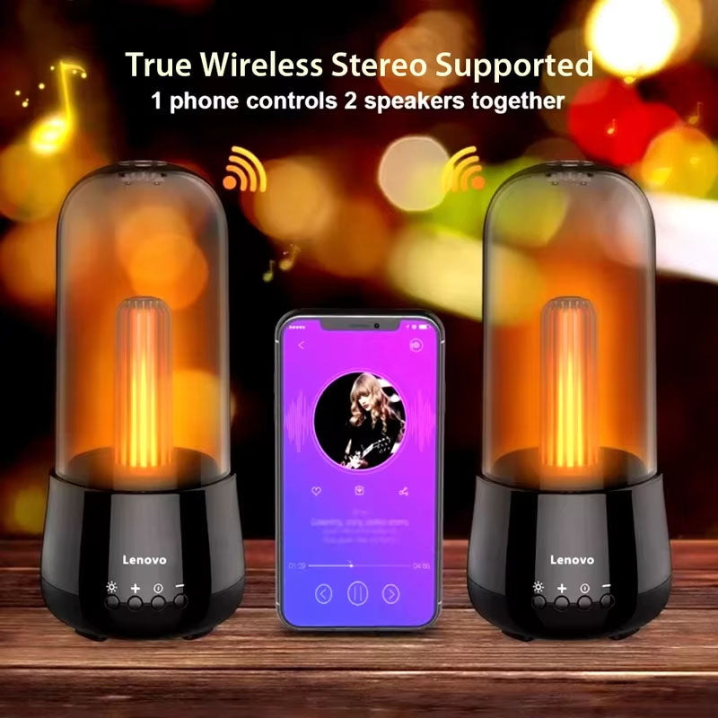 Lenovo L02 Portable Wireless Speaker Red with LED Lamp - Black