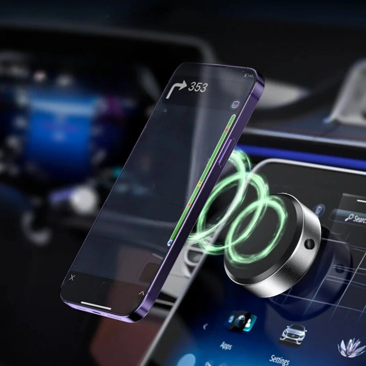 Intelligent Car Mount Mobile Phone Holder Universal Magnetic Technology - Black