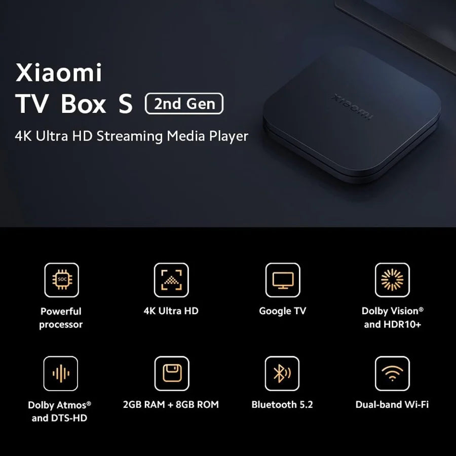 Xiaomi Mi TV Box S (2nd Gen) TV Box 4K Ultra HD Streaming Media Player - Black