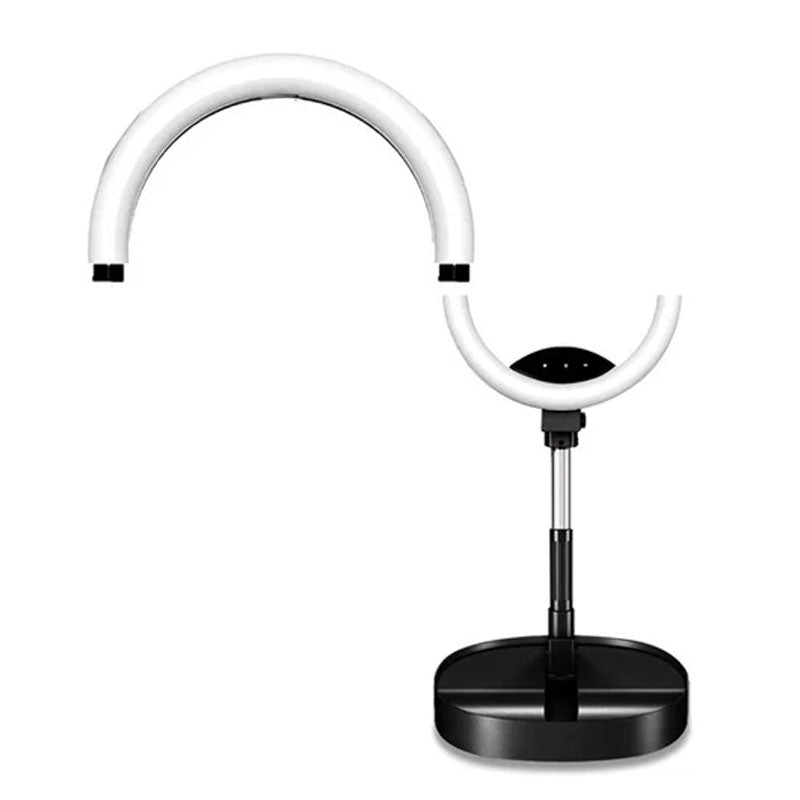 3 In 1 Multifunctional Folding DIY LED Splicing Half Selfie Ring Light, Room Decoration - Black USB Powered With Tripod & Phone Holder For Entertainment, Gaming