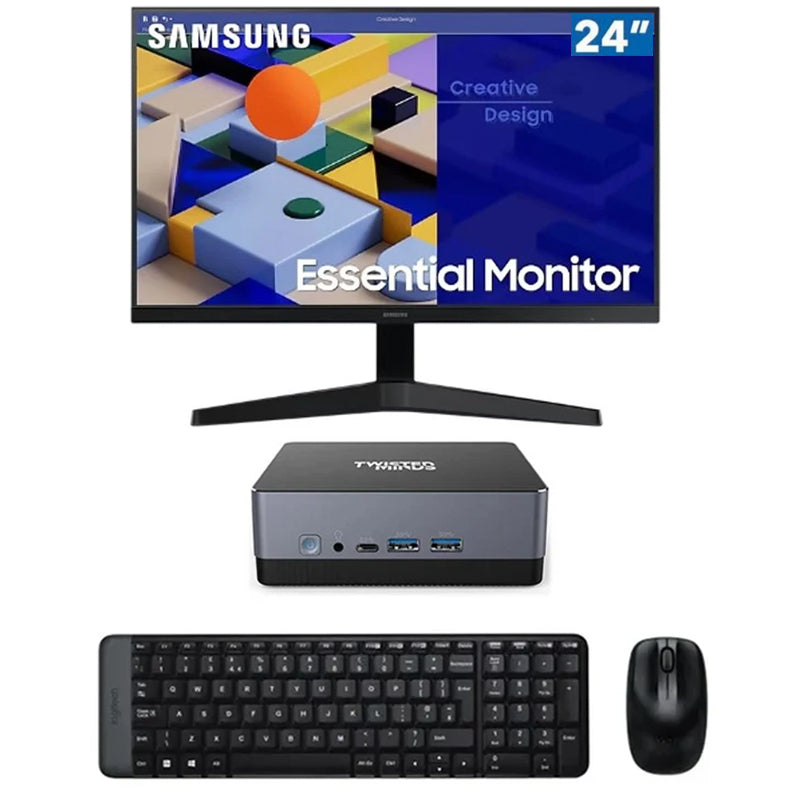 Twisted Minds Mini PC, Intel i7-12650H, 32 GB RAM , 1 TB SSD, Windows 11 Pro + Samsung S3 S31C 24