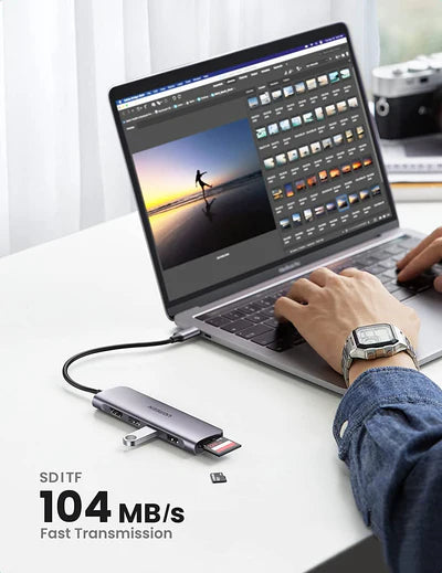 يوجرين موزع يو اس بي سي 6 في 1 (100 واط PD، 4K@30 هرتز اتش دي ام اي)