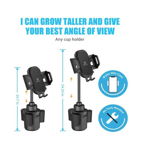 Wixgear Car Phone Holder, Wixgear Cup Stick-310, Car Cup Holder Phone Mount, Adjustable and Extendable Arm Universal Compatibility