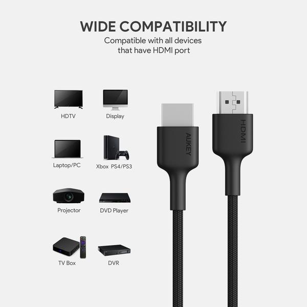 Aukey Impulse HDMI 2.0 High-Speed HDMI Cable 4K 60Hz (6.6ft 2-Pack)