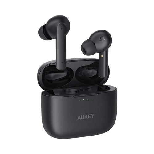 Aukey Active Noise Cancelling True Wireless Earbuds , 35 Hour Playtime, IPX5 Waterproof, 4 Built-in Mics for Clear Calls