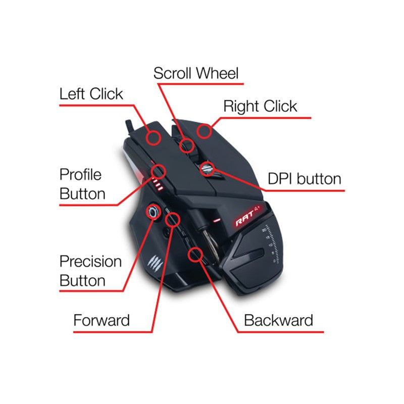 MadCatz R.A.T. 4+ Optical Wired Gaming Mouse - Black