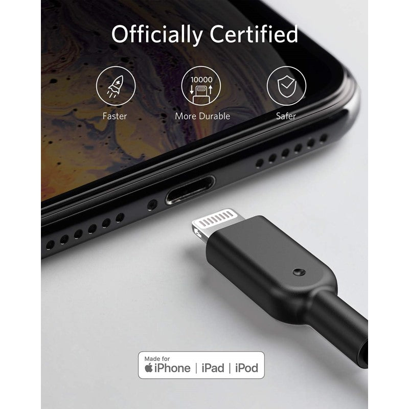 Anker PowerLine II Lightning Cable, MFi Certified (0.9m /3ft) C89, Black