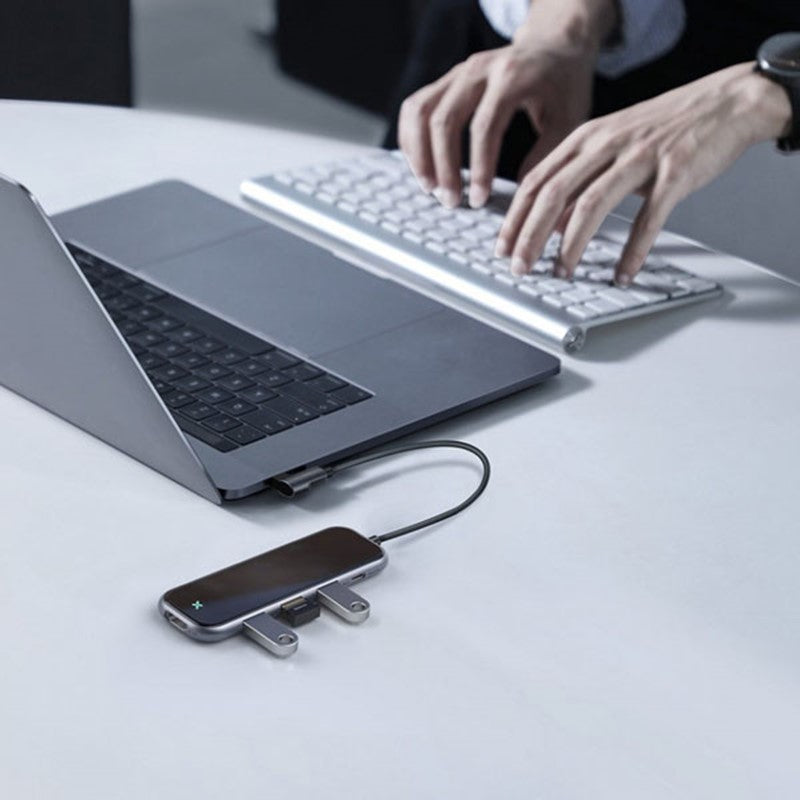 Baseus Multi-functional USB HUB/Adapter (Type-C to 3xUSB3.0+HD4K+PD) - Grey