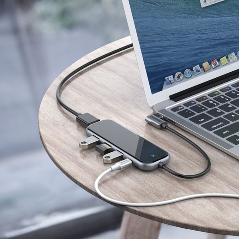 Baseus Multi-functional USB HUB/Adapter (Type-C to 3xUSB3.0+HD4K+PD) - Grey