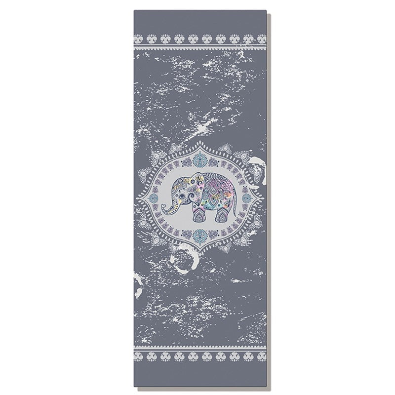 Sports-On Suede Natural Rubber Grey Elephant Digital Printedmicrofiber Yoga Mat 180 cm x 60 cm