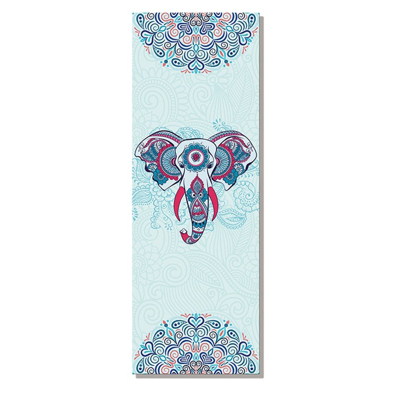 Sports-On Suede Natural Rubber Blue Elephant Head Digital Printedmicrofiber Yoga Mat 180 cm x 60 cm