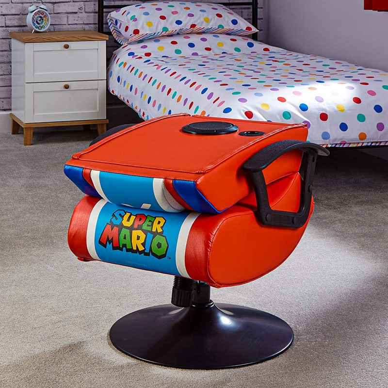 Mario Computer Chair X-Rocker Nintendo Super Mario Pedestal Folding Chair with Built-In 2.1