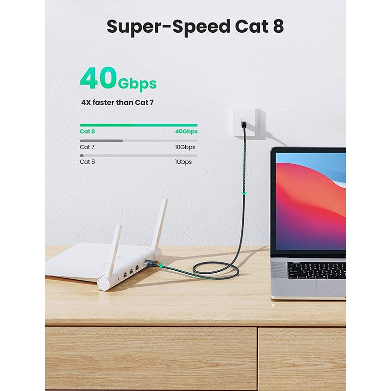 Ugreen 4.5 Meter Cat 8 High Speed Braided 40Gbps 2000Mhz Ethernet Cable, Compatible for Gaming PC PS5 PS4 PS3 Xbox Modem Routers