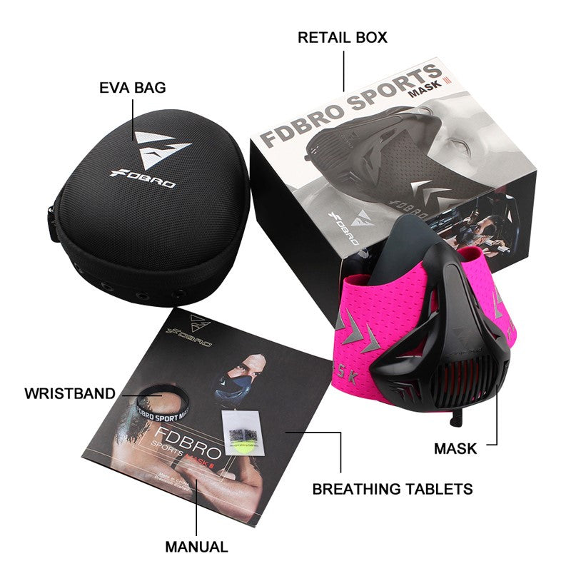 FDBRO High Altitude Oxygen Training Athletics Cycling Masks, FDBRO Professional MMA Training Sports Masks  (Size: M) (Pink)