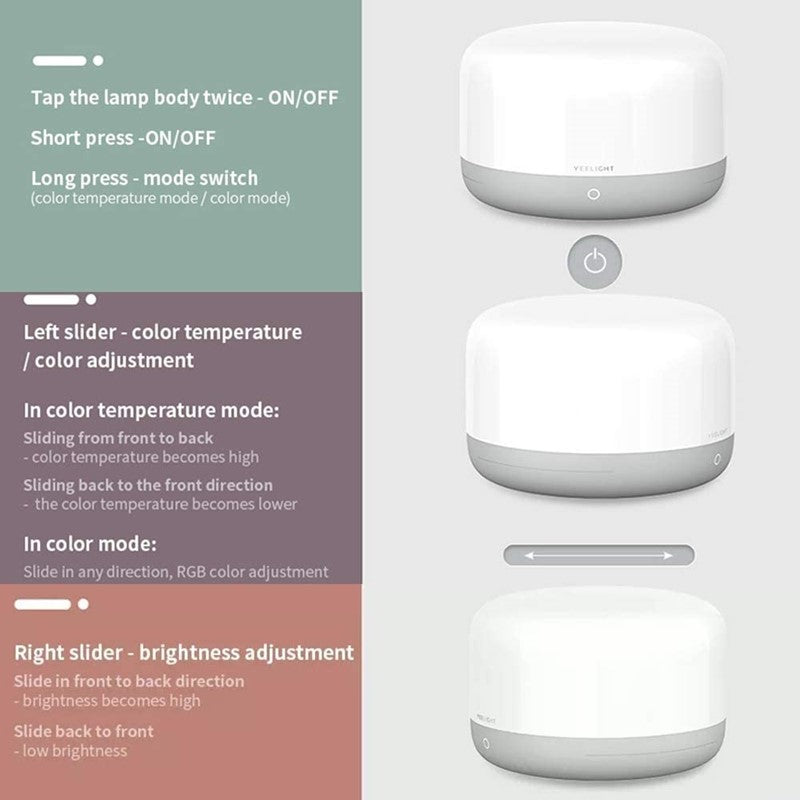 Yeelight LED Colorful Dimmable Bedside Lamp D2 Supports Homekit,Voice Control - White