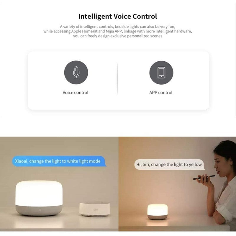 Yeelight LED Colorful Dimmable Bedside Lamp D2 Supports Homekit,Voice Control - White