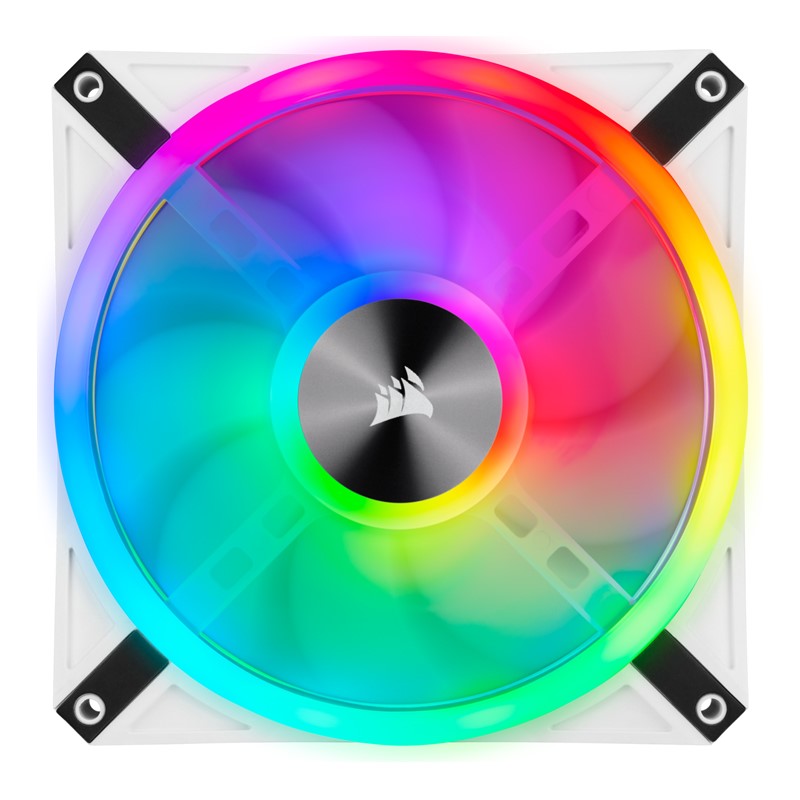 Corsair iCUE QL140 RGB 140mm PWM Dual Fan Kit with Lighting Node CORE - White
